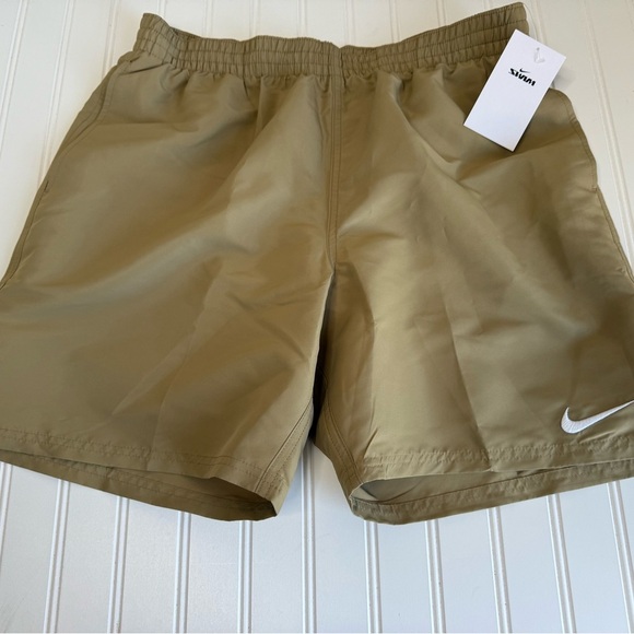 Nike Swim Breaker Men's 5” Volley Shorts Large Tan Khaki Brief NEW - Picture 2 of 4
